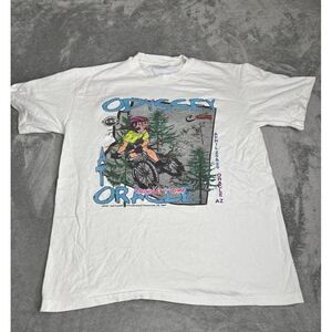 Vintage 90s Mountain Biking Short Sleeve T Shirt Men's Size Medium White